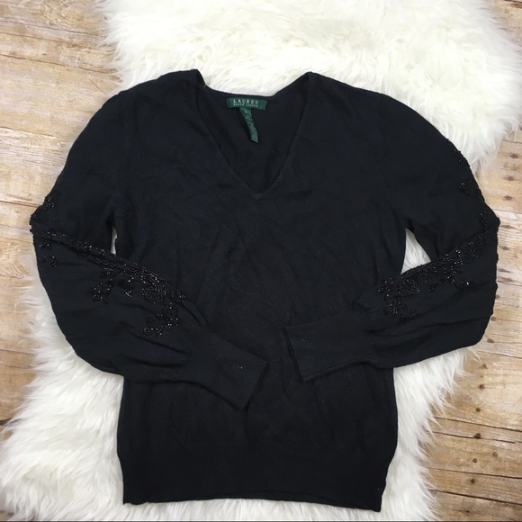 Ralph Lauren Cashmere Silk Blend Black Sweater - Picture 1 of 8